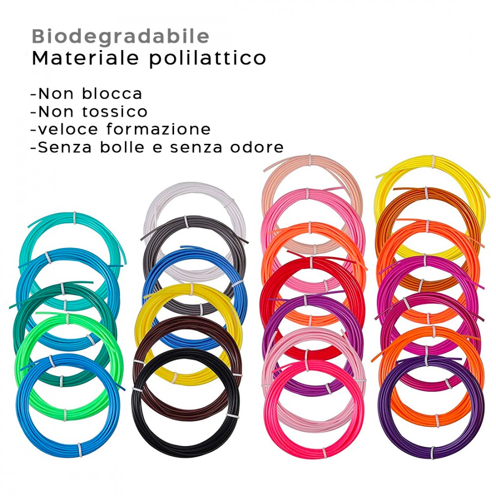 Ricambi 20 Filamenti Penna 3D Ricarica PLA Fili...