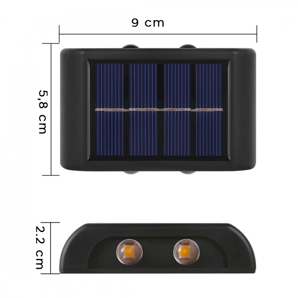 Pack 2 Lampade LED da Parete Ricarica Solare...