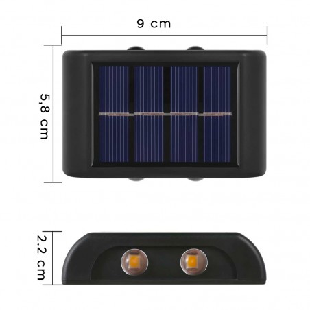 Pack 2 Lampade LED da Parete Ricarica Solare per Esterno IP66 Luce Fredda