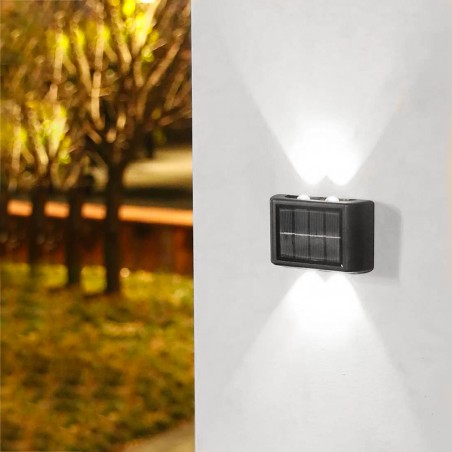 Pack 2 Lampade LED da Parete Ricarica Solare per Esterno IP66 Luce Fredda