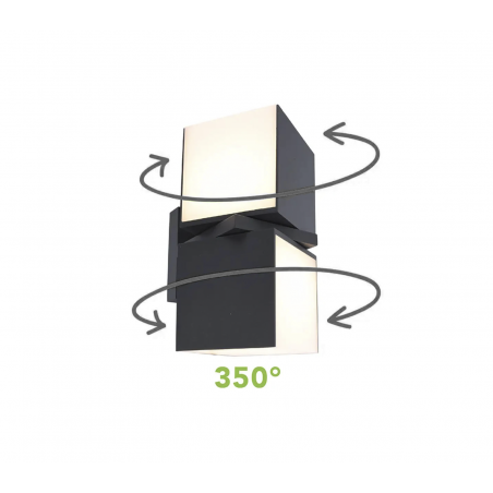 Lampada Applique da Parete a LED 24W da Esterno Luce Calda Cubo Girevole a 350°
