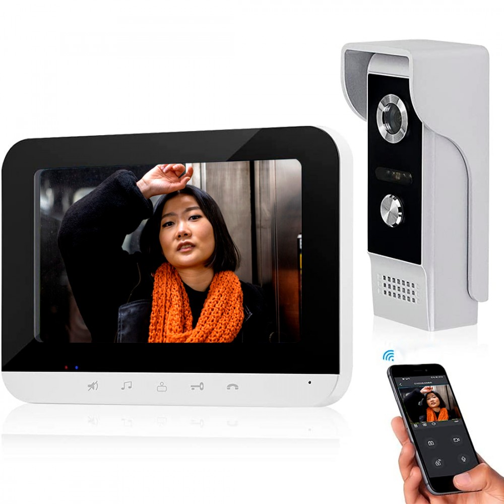 Videocitofono Monofamiliare Wi-Fi con Telecamera Monitor LCD 7" TFT Night Vision
