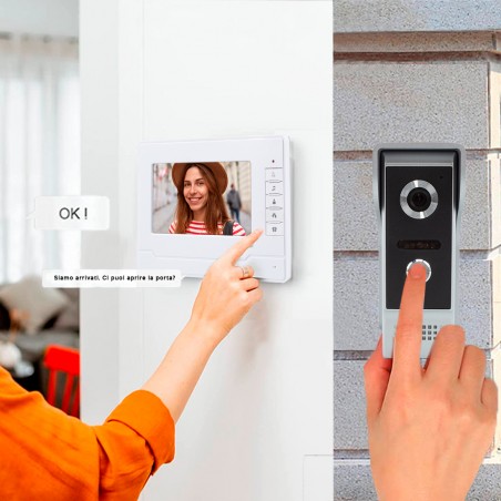 Videocitofono Bifamiliare con Telecamera Doppio Monitor LCD 7" TFT Night Vision