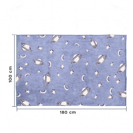 Coperta Magica Per Bambini Plaid Invernale Pile Blu Con Fantasia Fluorescente