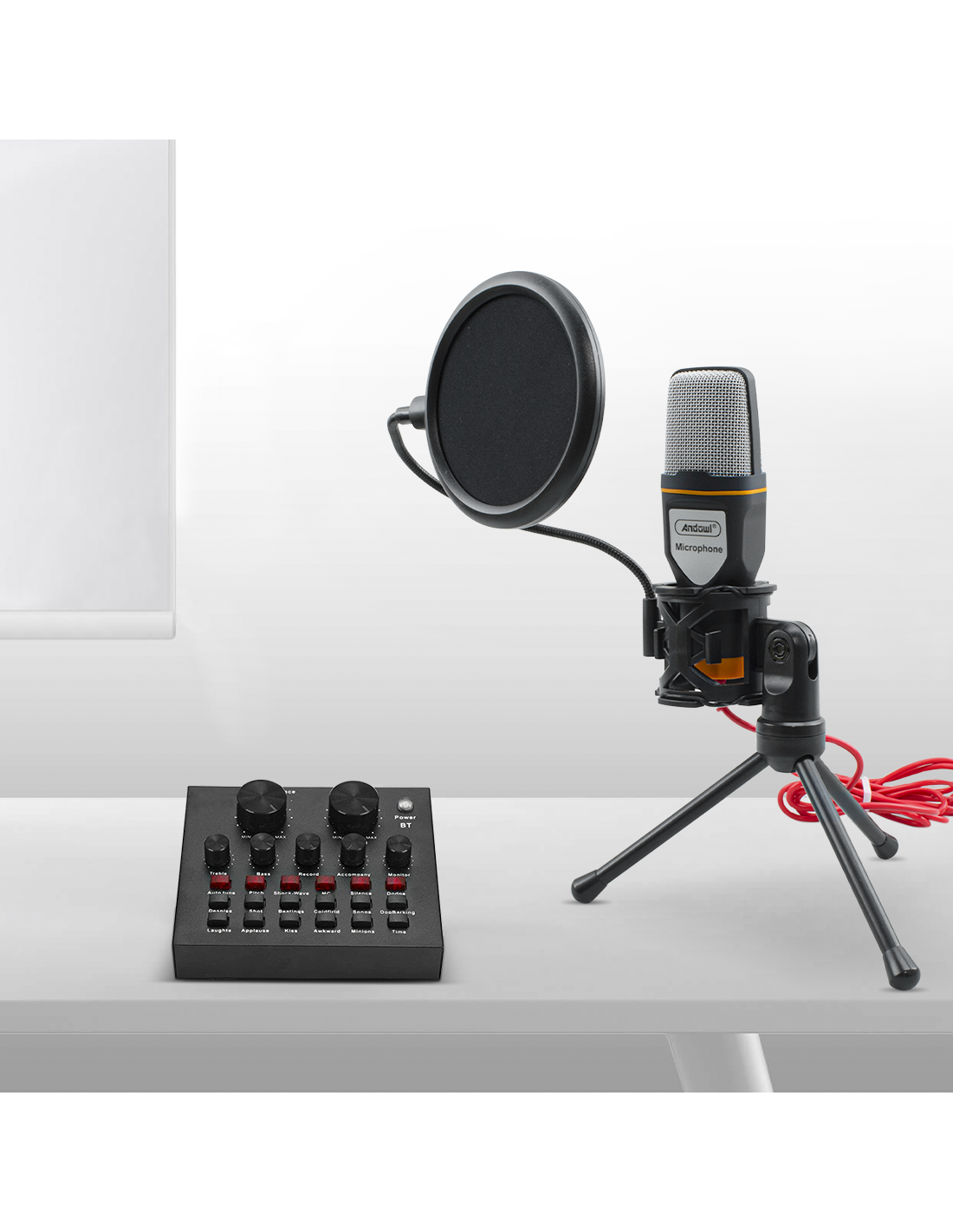 Scheda Audio V8 Con Supporto Regolabile Scheda Audio V8 Con Microfono BM800 - Kit Registrazione Studio Per Podcast E Live Mixer Audio Portatile