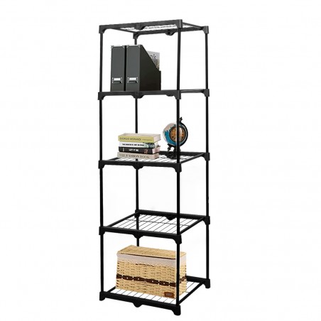 Scaffale 5 Ripiani da Bagno Cucina Struttura Acciaio Nero 1.72H Mensole Metallo