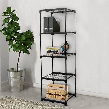 Scaffale 5 Ripiani da Bagno Cucina Struttura Acciaio Nero 1.72H Mensole Metallo