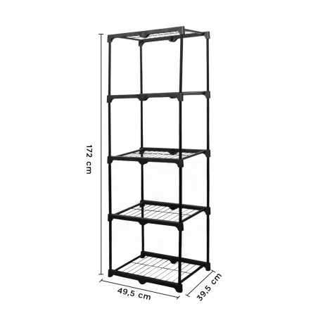 Scaffale 5 Ripiani da Bagno Cucina Struttura Acciaio Nero 1.72H Mensole Metallo