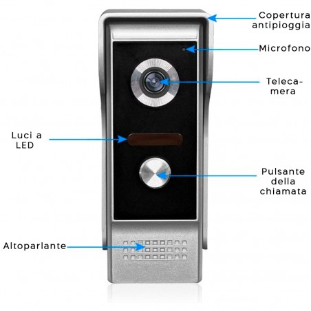 Videocitofono Monofamiliare Wi-Fi con Telecamera Monitor LCD 7" TFT Night Vision