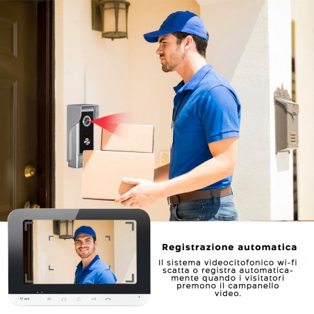 Videocitofono Monofamiliare Wi-Fi con Telecamera Monitor LCD 7" TFT Night Vision