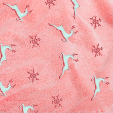 Coperta Magica per Bambini Plaid in Pile Rosso con Renne Fluorescenti 100x170