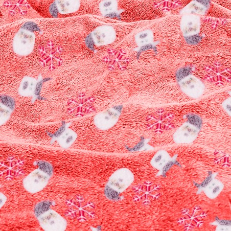 Coperta Magica per Bambini Plaid in Pile Rosso Renne e Babbo Natale Fluorescenti