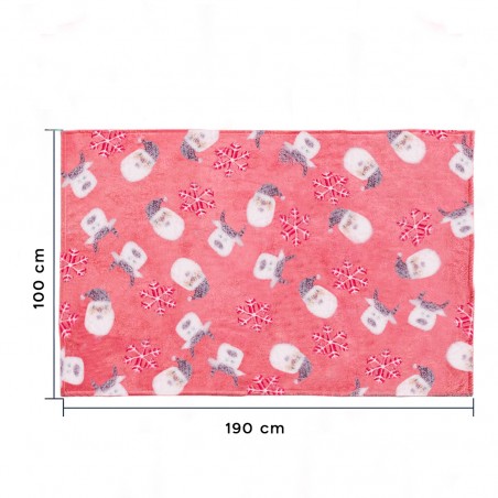 Coperta Magica per Bambini Plaid in Pile Rosso Renne e Babbo Natale Fluorescenti