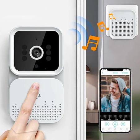 Mini Videocitofono con Campanello Senza Fili Audio Bidirezionale App Smartphone
