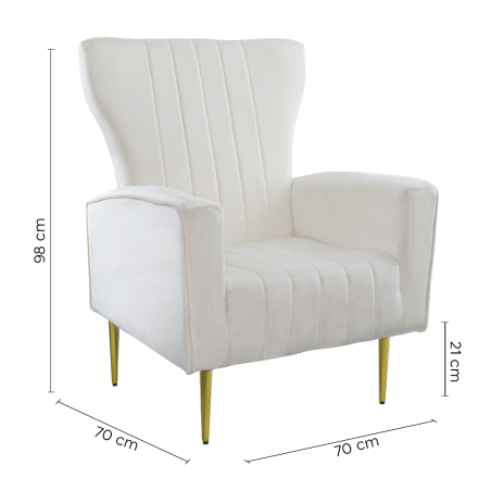 Poltrona Velluto DORIAN Schienale Alto Seduta Imbottita Piedini Oro 98HX70X70 cm