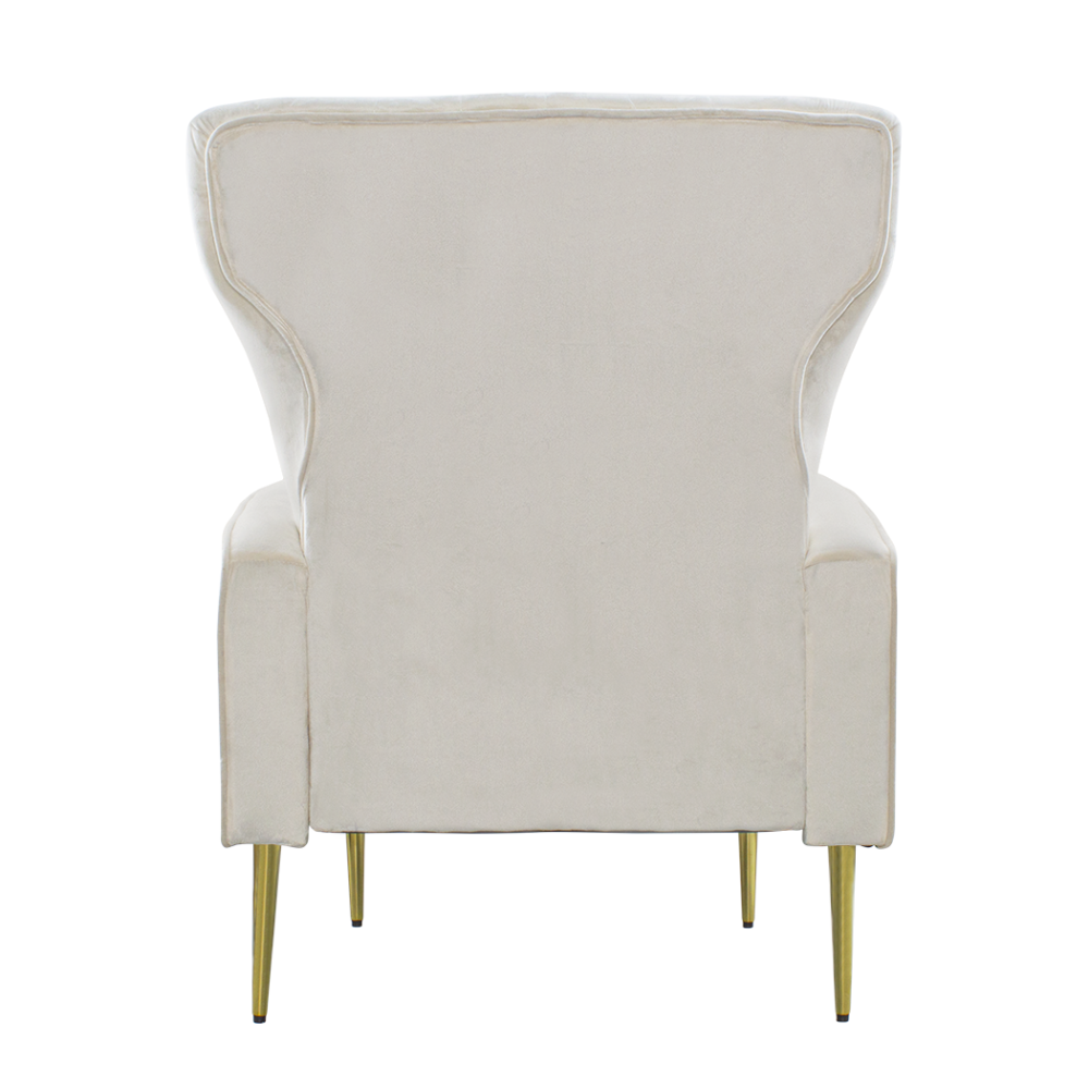 Poltrona In Velluto Tortora Con Gambe In Legno Nero E Dettagli Oro – 84x63x66 Cm