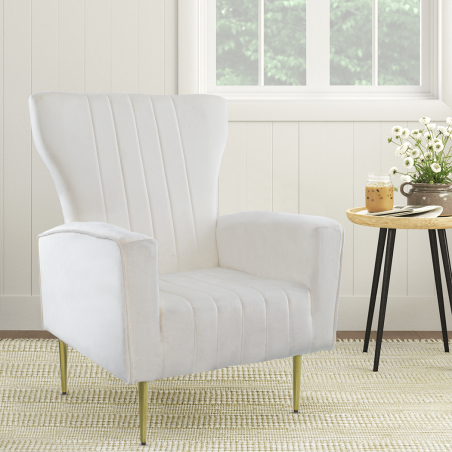 Poltrona Velluto DORIAN Schienale Alto Seduta Imbottita Piedini Oro 98HX70X70 cm