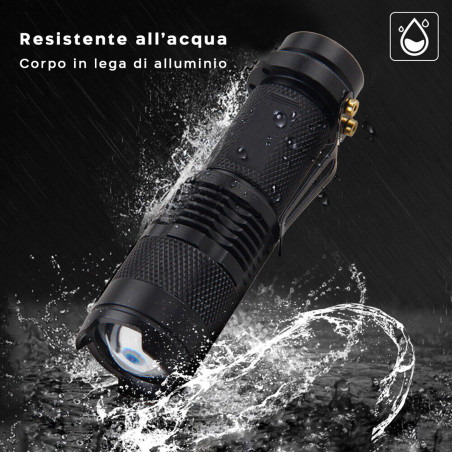 Torcia LED Ricaricabile per Caccia Pesca Notturna Portatile con Caricabatterie