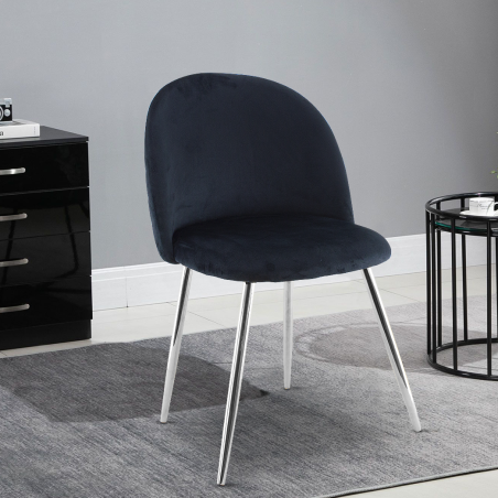 2 Pz Sedia Soggiorno SHELBY 50x45x80Hcm Poltrona Vintage Velluto e Piedi Argento