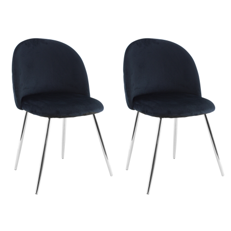 2 Pz Sedia Soggiorno SHELBY 50x45x80Hcm Poltrona Vintage Velluto e Piedi Argento