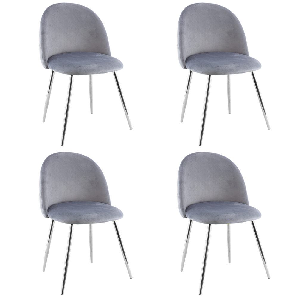 4 Pz Sedia Soggiorno SHELBY 50x45x80Hcm Poltrona Vintage Velluto e Piedi Argento