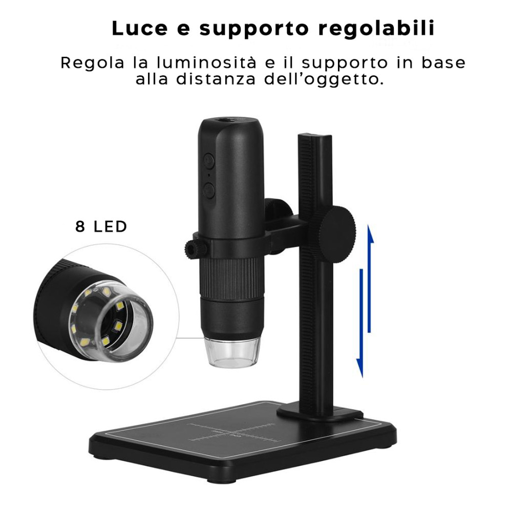 Microscopio Digitale Wi-Fi LED Ingrandimento...