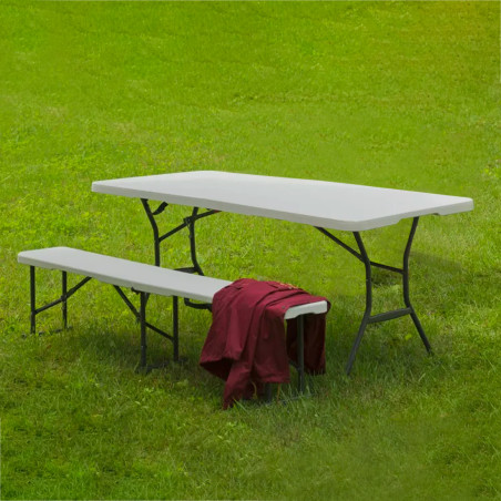 Panca in Plastica Richiudibile da Birreria Bianco Picnic Campeggio 183x28x43cm