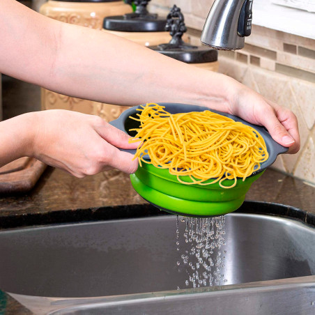 Set 2 Scolapasta Pieghevoli Tondi in Silicone 211495 Antiscivolo e Salvaspazio