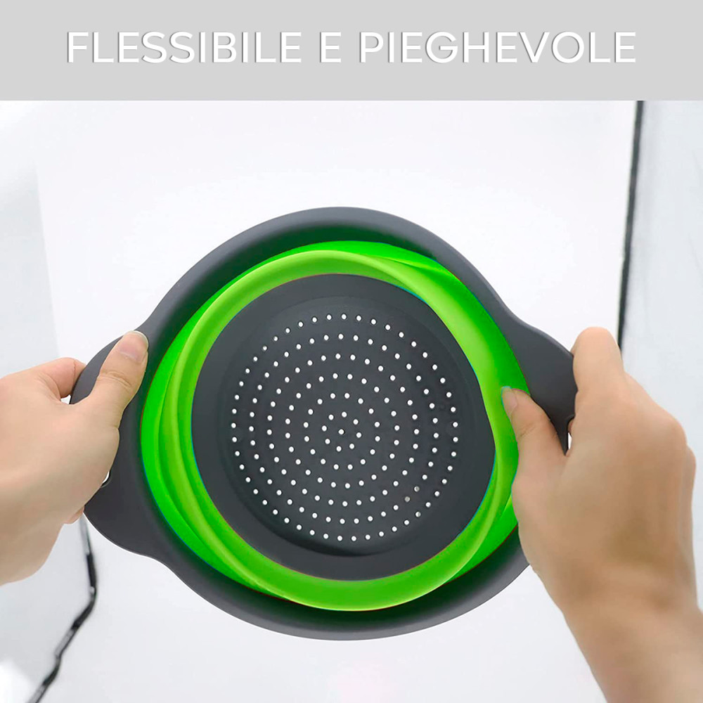 Set 2 Scolapasta Pieghevoli Tondi in Silicone...