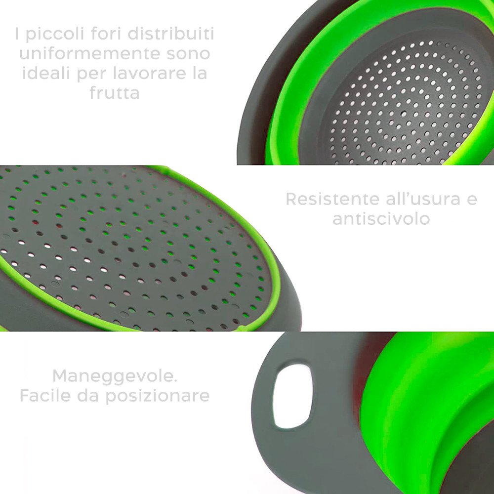 Set 2 Scolapasta Pieghevoli Tondi in Silicone...