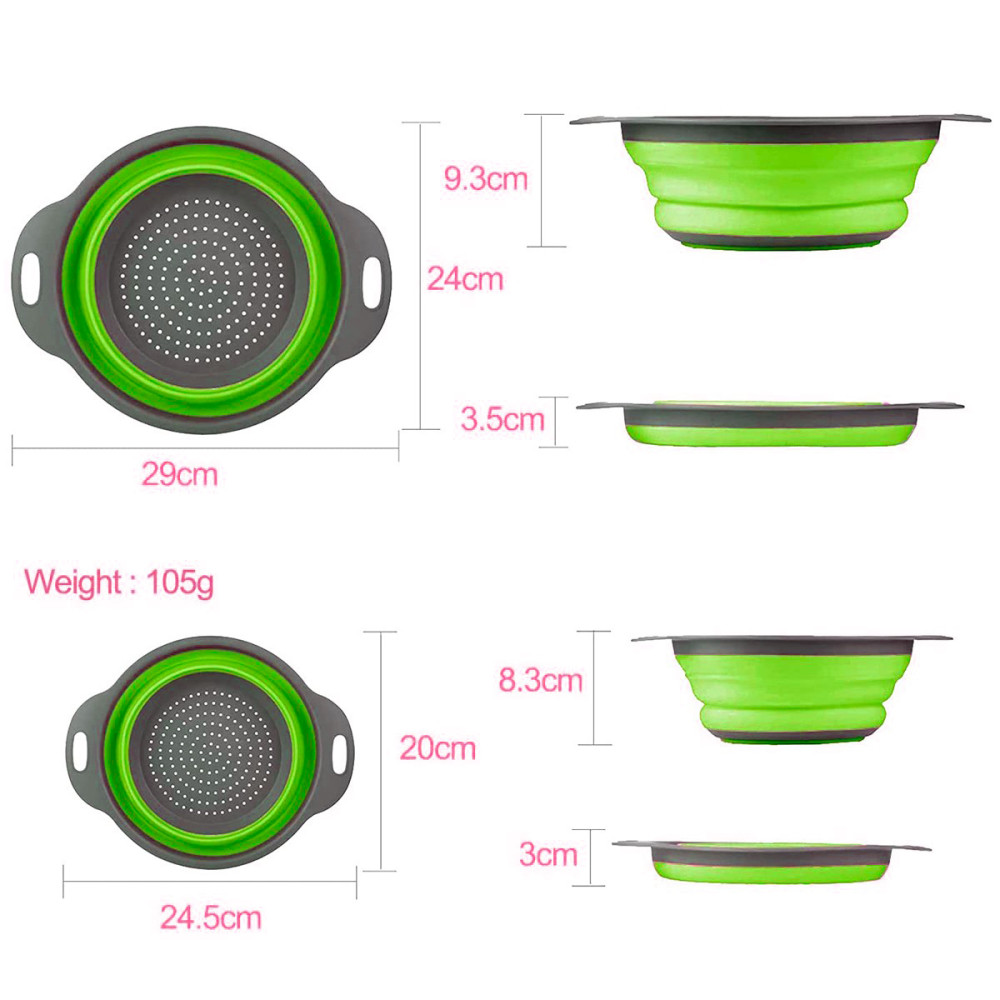 Set 2 Scolapasta Pieghevoli Tondi in Silicone...