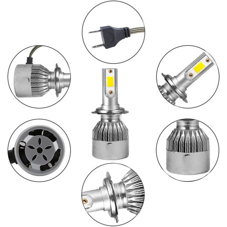 Coppia di Lampadine H7 Luci LED C6 per Fari Auto e Moto 3800LM 36W Luce Bianca