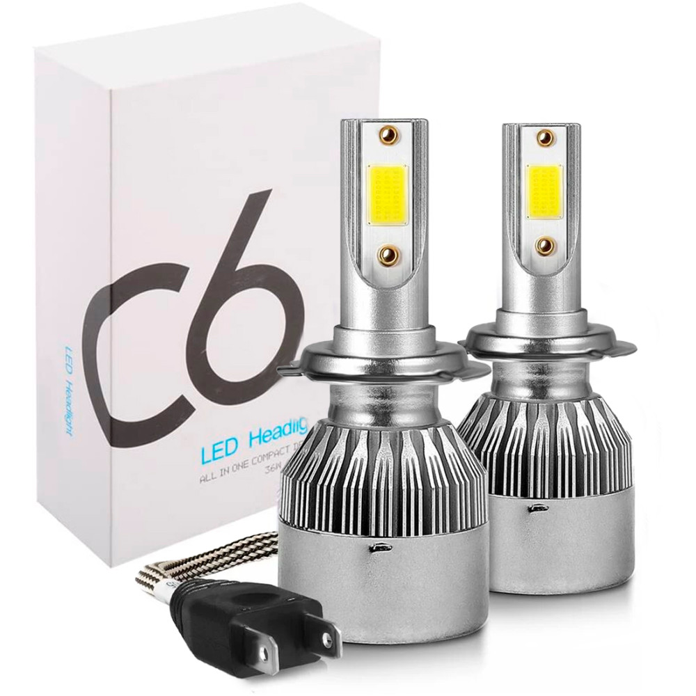 Image of Coppia di Lampadine H7 Luci LED C6 per Fari Auto e Moto 3800LM 36W Luce Bianca