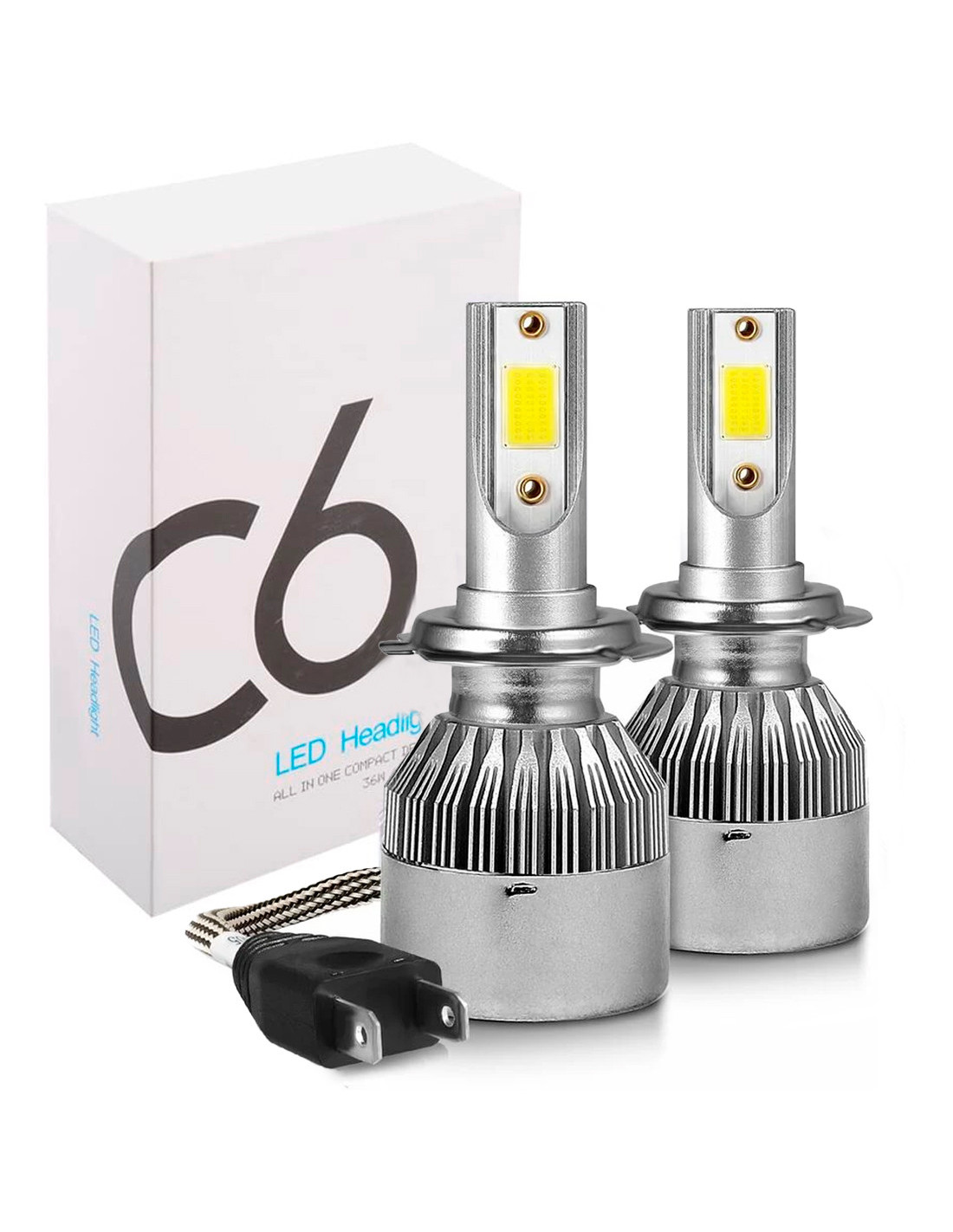 Coppia di Lampadine H7 Luci LED C6 per Fari Auto e Moto 3800LM 36W