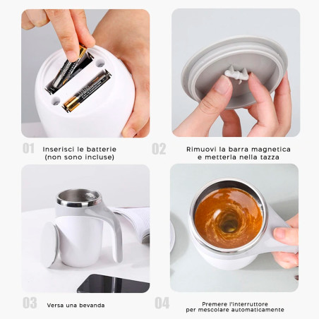 Tazza  da Caffè Automescolante in Acciaio Riutilizzabile Mescolazione Automatica