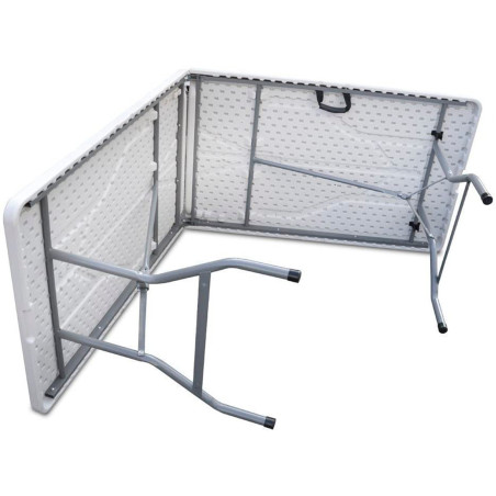 Set Tavolo 2 Panche Pieghevoli in Plastica Bianco da Birreria Campeggio Giardino