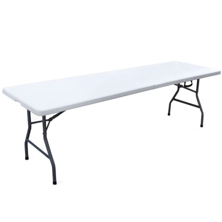 Set Tavolo 2 Panche Pieghevoli in Plastica Bianco da Birreria Campeggio Giardino