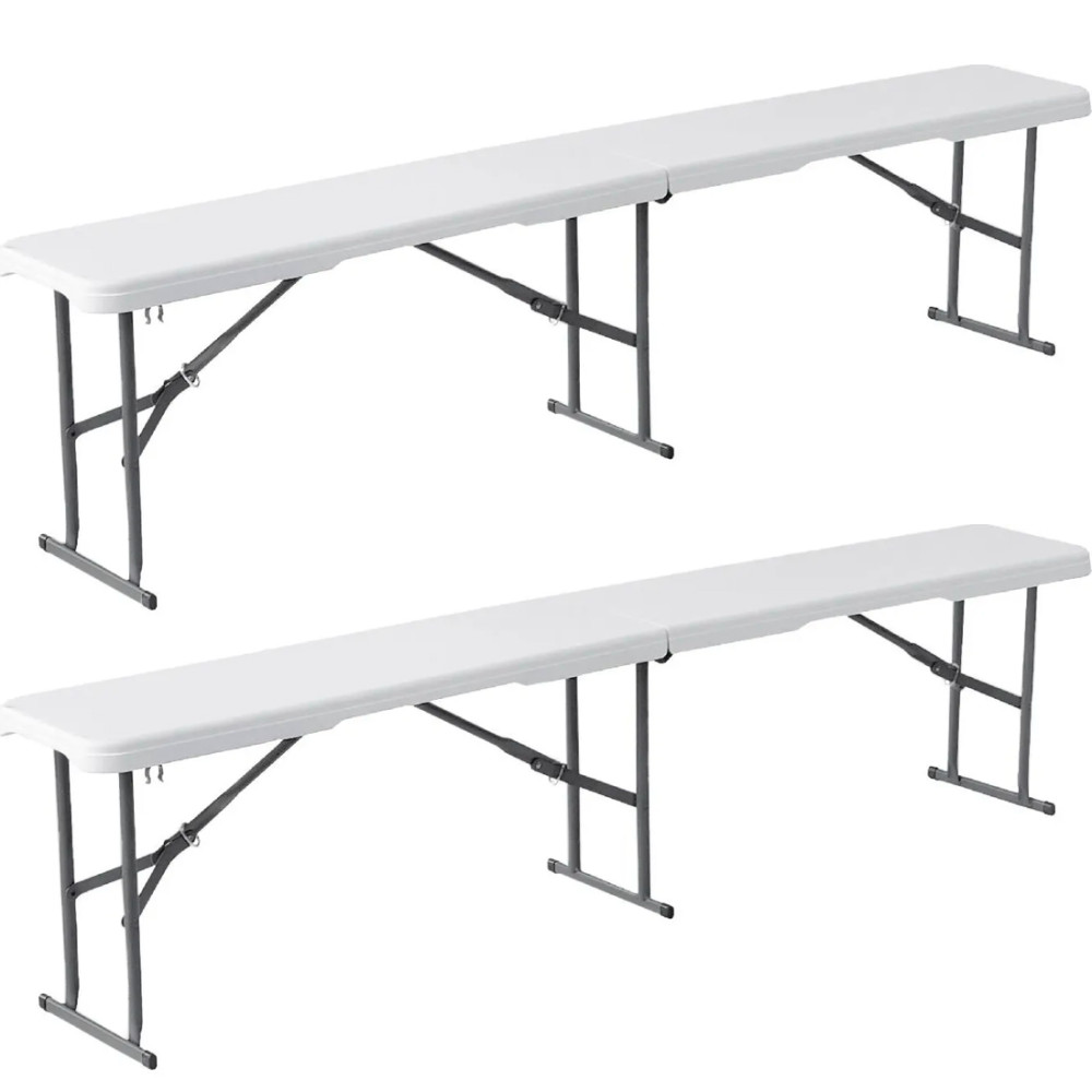 Set Tavolo 2 Panche Pieghevoli in Plastica...