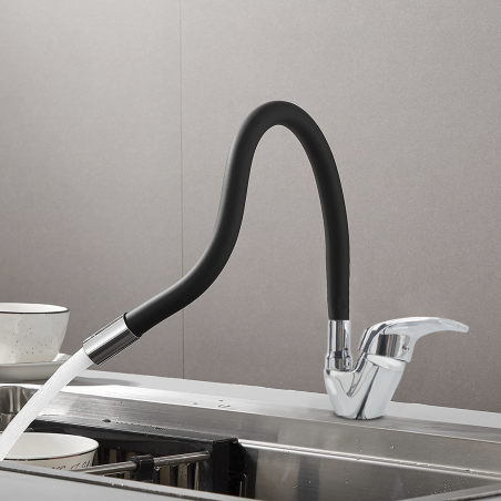 Rubinetto Miscelatore Monocomando Tubo Flessibile Girevole per Lavello Cucina