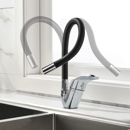 Rubinetto Miscelatore Monocomando Tubo Flessibile Girevole per Lavello Cucina