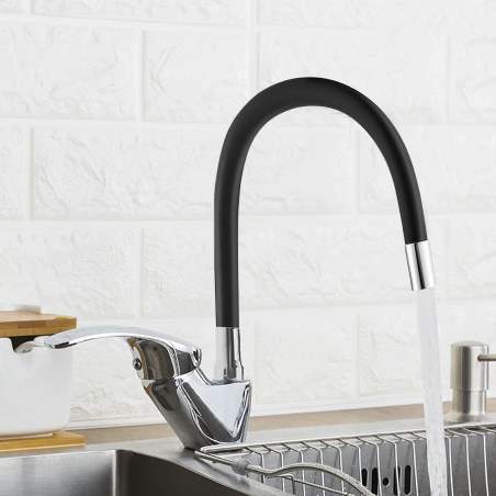 Rubinetto Miscelatore Monocomando Tubo Flessibile Girevole per Lavello Cucina