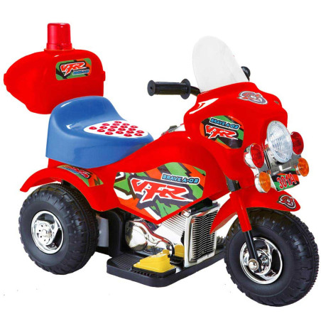 Moto Elettrica per Bambini POLICE a Pedale 6V con Luci Suoni Bauletto e Sirena