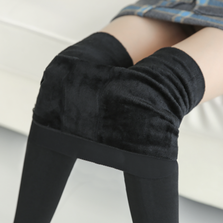 Leggings Zero Gradi Nero Interno Termico Felpato con Pelliccia Elasticizzato