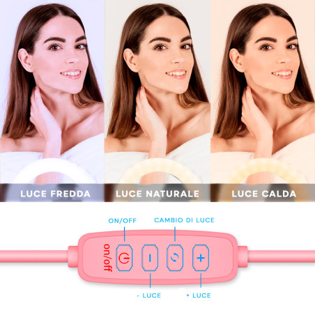 Specchio Luminoso per Smartphone con Luce LED ad Anello Multiuso Ring Light