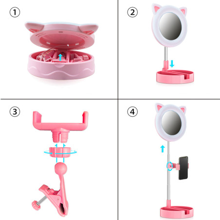 Specchio Luminoso per Smartphone con Luce LED ad Anello Multiuso Ring Light
