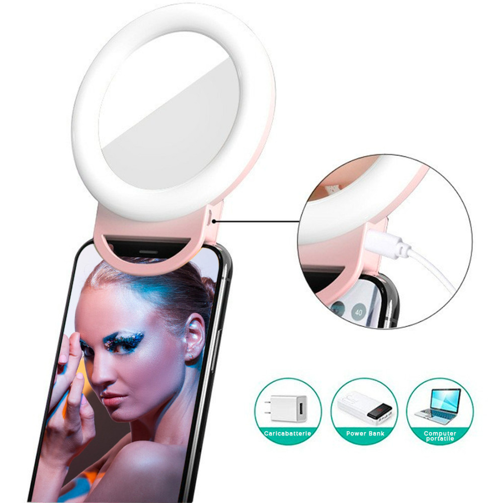 Anello Selfie Luminoso Smartphone con Pinza...