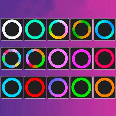 Anello Selfie Luminoso Smartphone con Pinza Flash LED RGB Ring Light Portatile