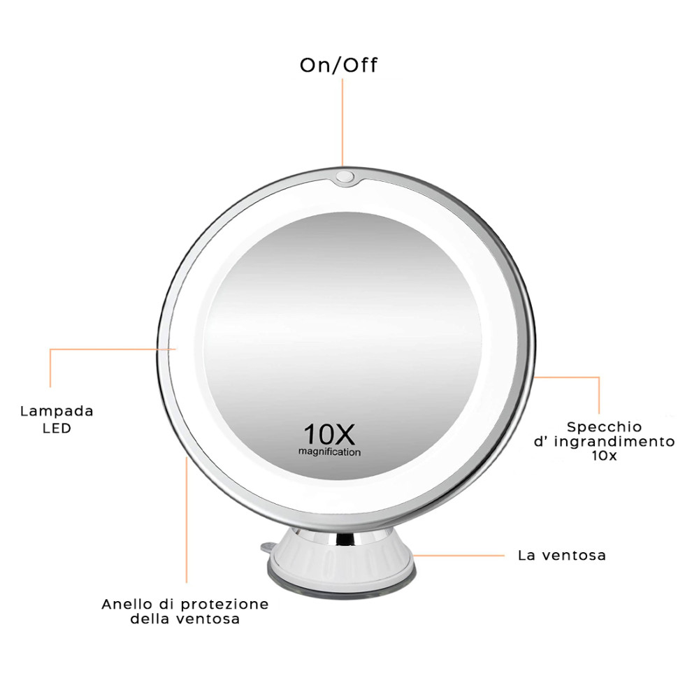 Specchio Cosmetico Trucco Ingrandimento 10X con...