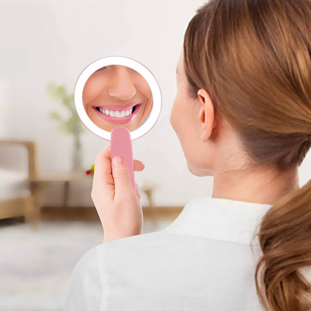 Specchio Cosmetico Luce a LED per Trucco Tascabile Specchio Make-Up Ricaricabile