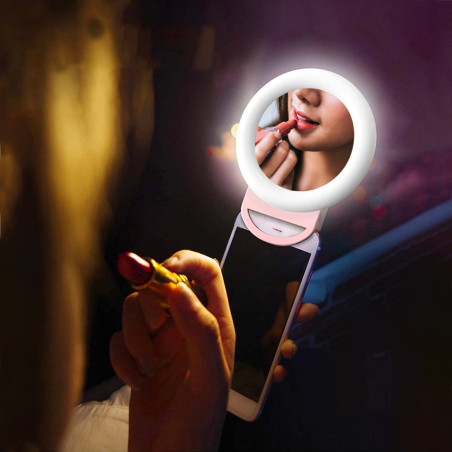 Anello Selfie Luminoso Smartphone con Pinza Flash LED RGB Ring Light Portatile